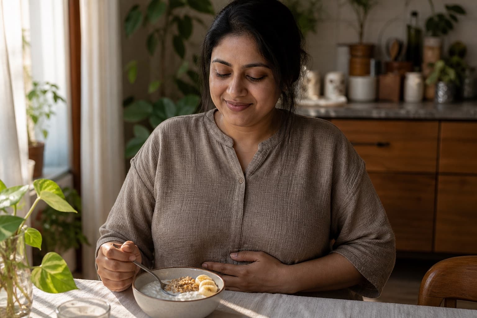 A nutritionist reviewing a gut health protocol with a patient in clinic