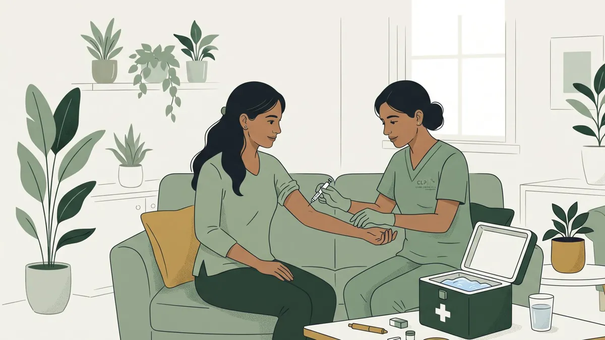 A nurse giving a patient their first dose at home