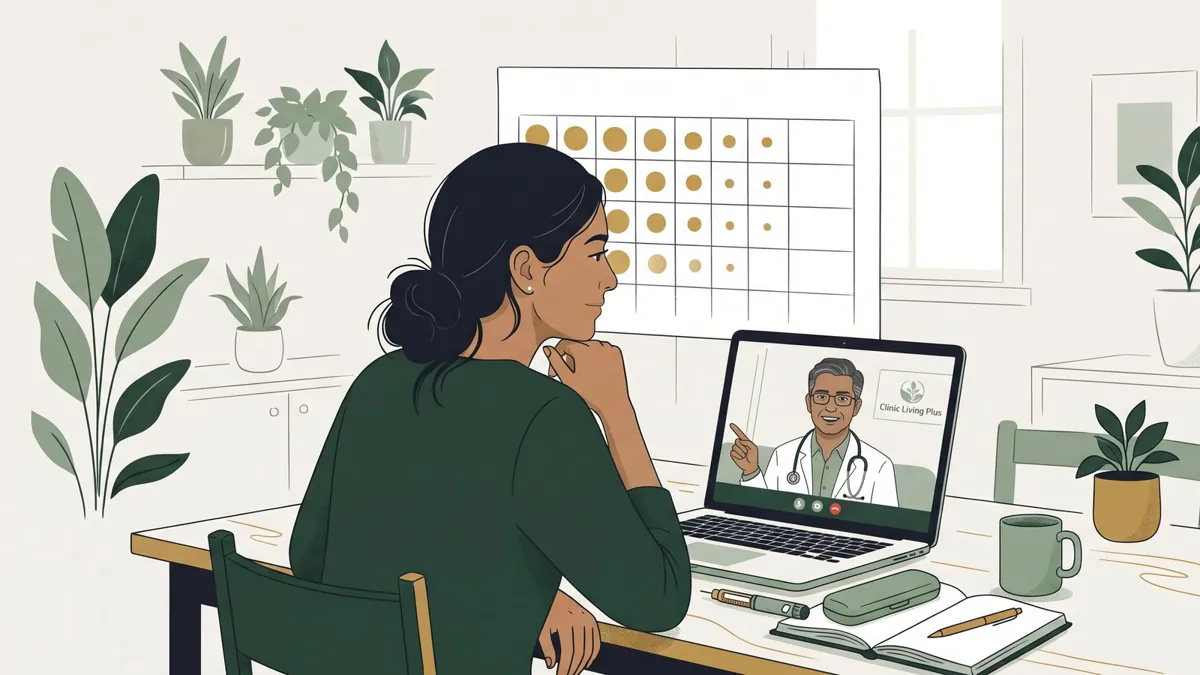 A patient reviewing their re-test results with the doctor on a video call