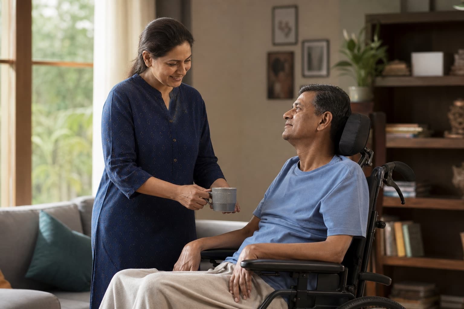 A clinician reviewing lab results with a patient managing a neurological condition
