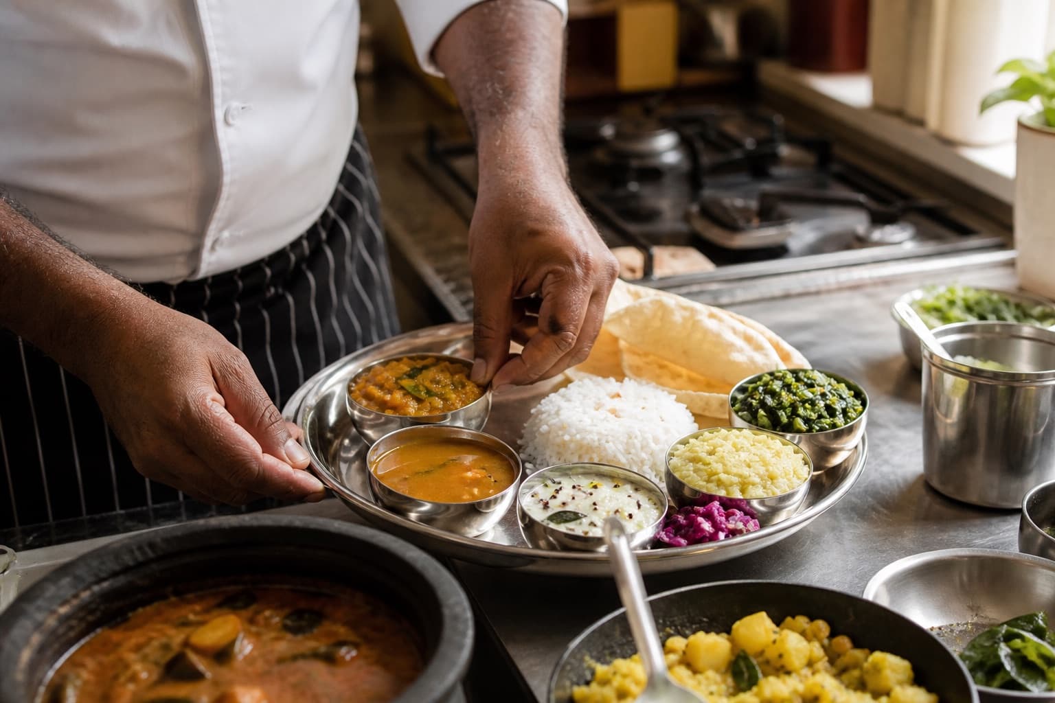 A chef preparing a fresh, healthy meal in a home kitchen