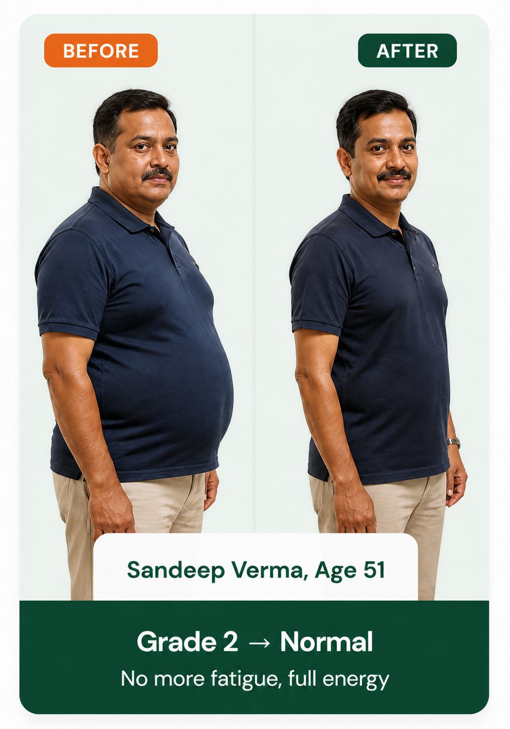 Priya Sharma before and after fatty liver reversal