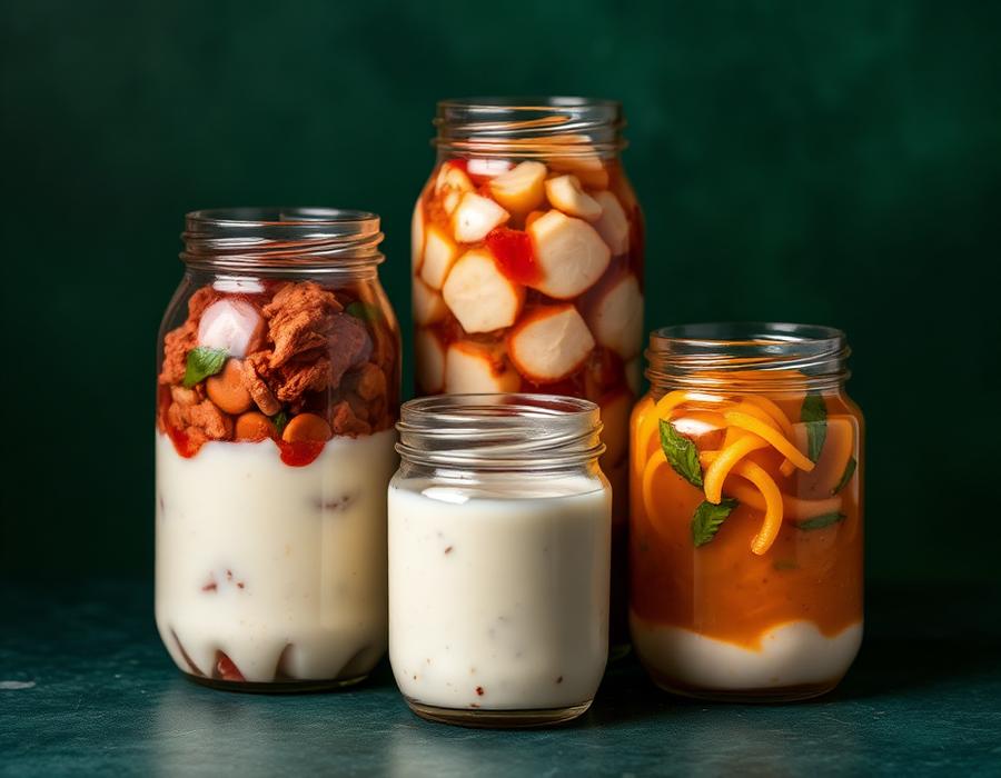 Jars of fermented foods