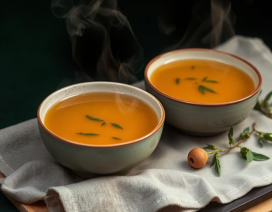 Bowls of warm soup